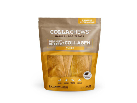 CollaChews Rawhide Alternative Collagen Chips Dog Treats Peanut Butter 11oz For Sale