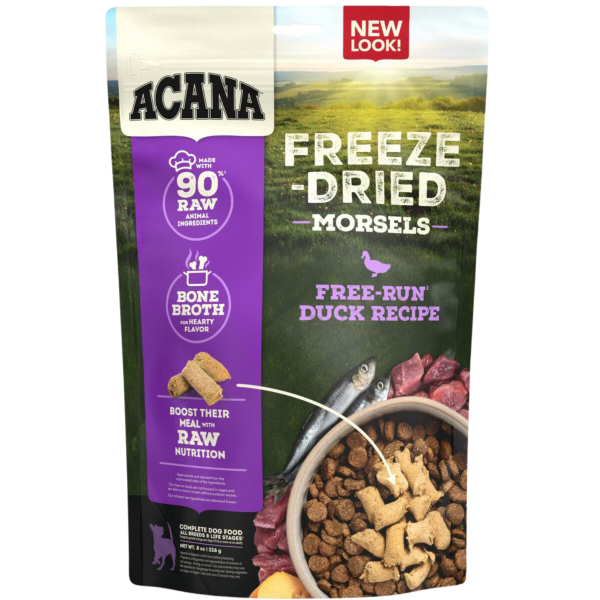 Acana Duck Recipe Morsels Grain-Free Freeze-Dried Dog Food & Topper 8-oz Supply