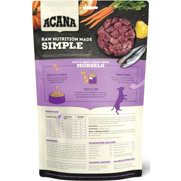 Acana Duck Recipe Morsels Grain-Free Freeze-Dried Dog Food & Topper 8-oz Supply