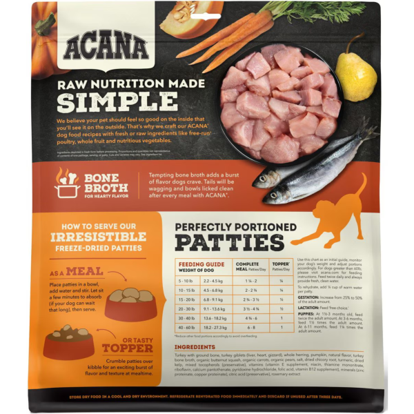 Acana Turkey Recipe Patties Grain-Free Freeze-Dried Dog Food & Topper 14-oz on Sale